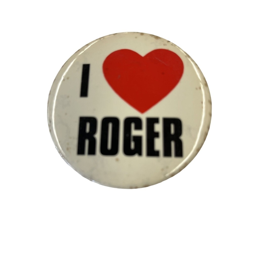 I Love Roger Vintage 1980s Pinback Button‎
